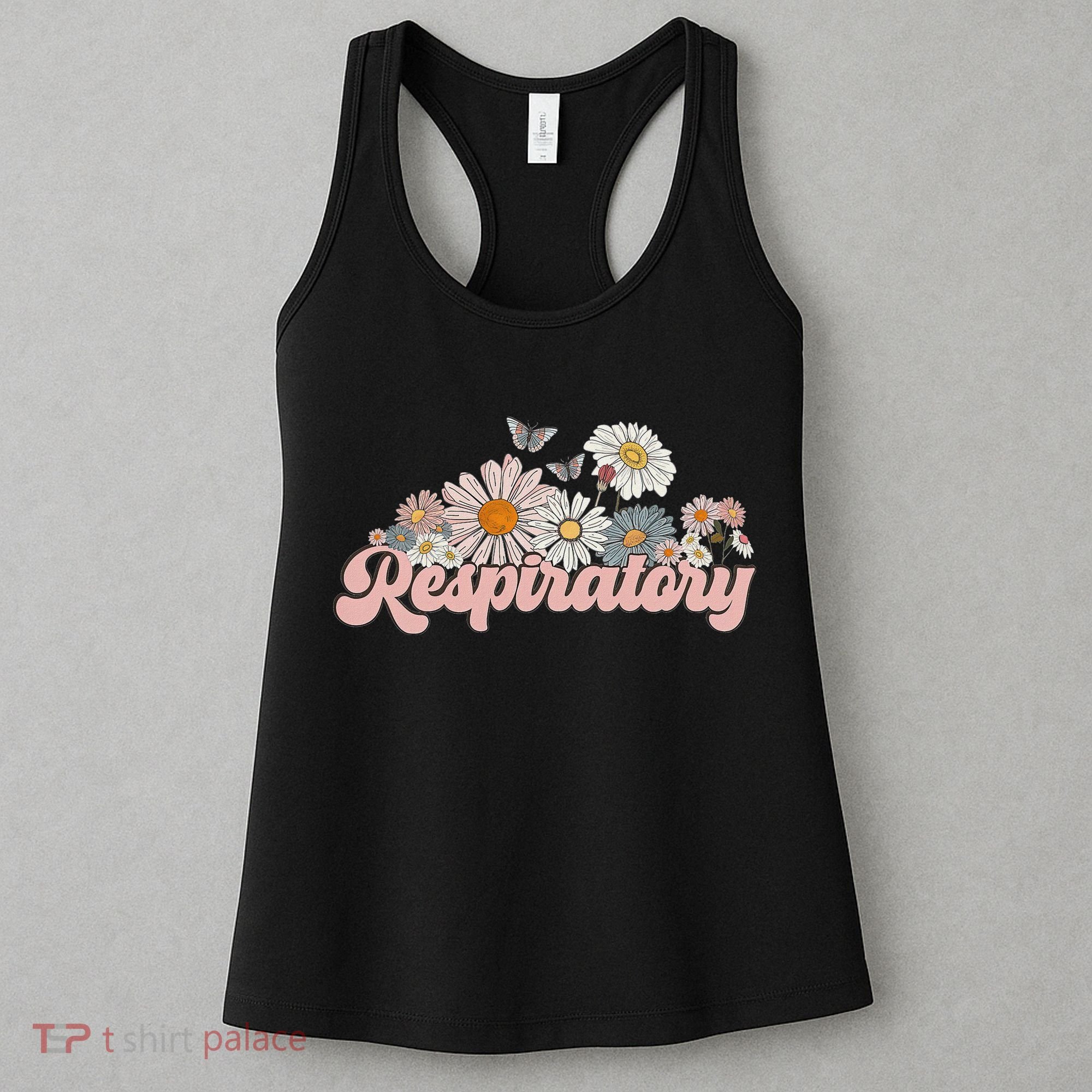 Retro Flower Butterfly Respiratory Therapy Rt Therapist Women's Tank Top