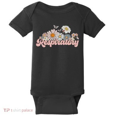 Retro Flower Butterfly Respiratory Therapy Rt Therapist Baby Bodysuit