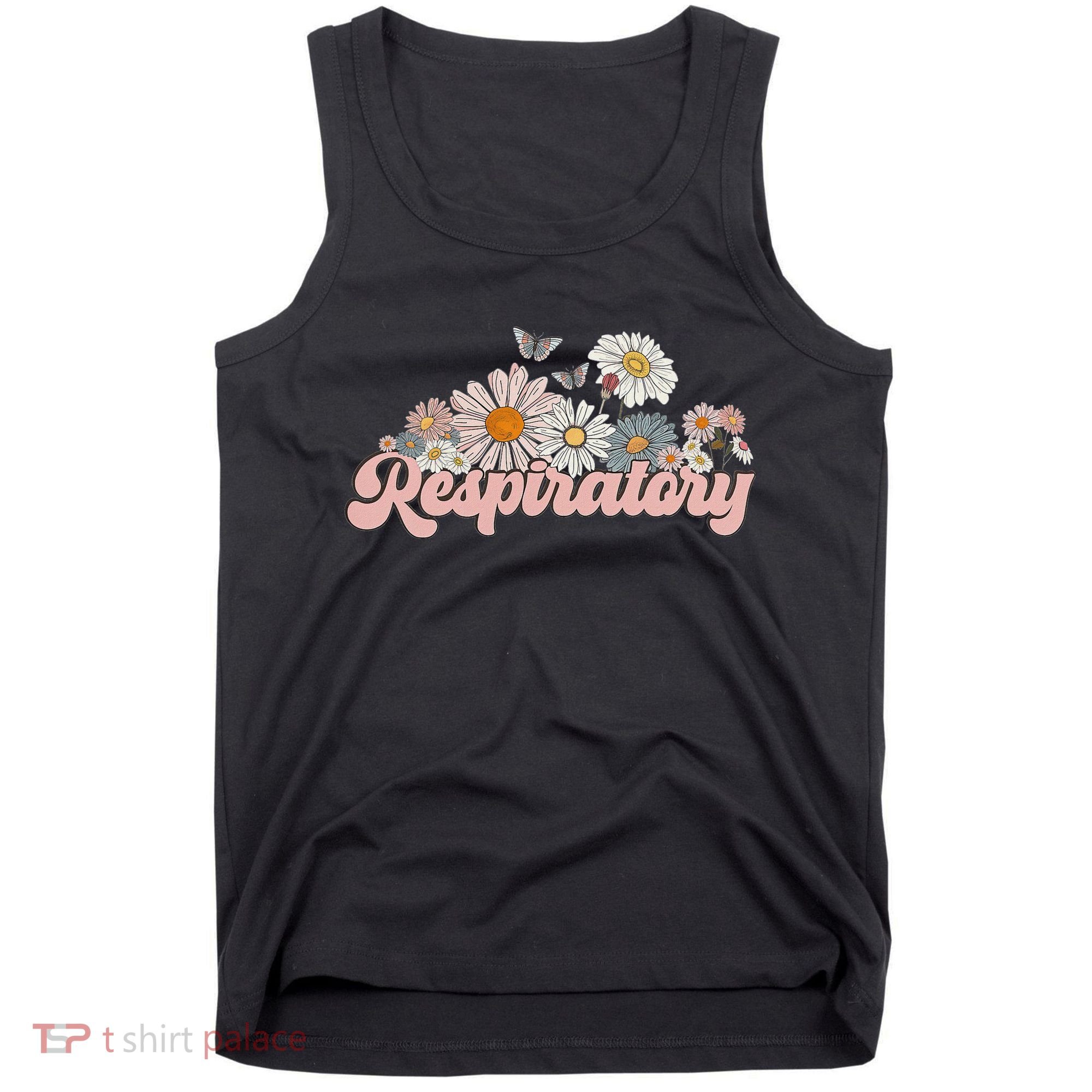 Retro Flower Butterfly Respiratory Therapy Rt Therapist Tank Top