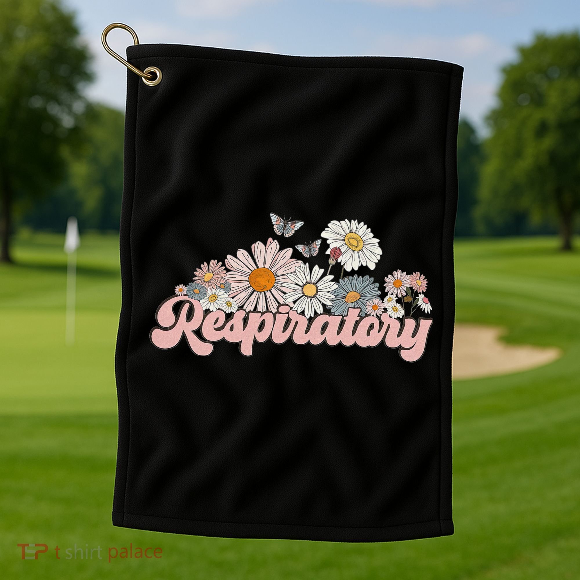 Retro Flower Butterfly Respiratory Therapy Rt Therapist Golf Towel