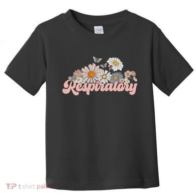 Retro Flower Butterfly Respiratory Therapy Rt Therapist Toddler T-Shirt