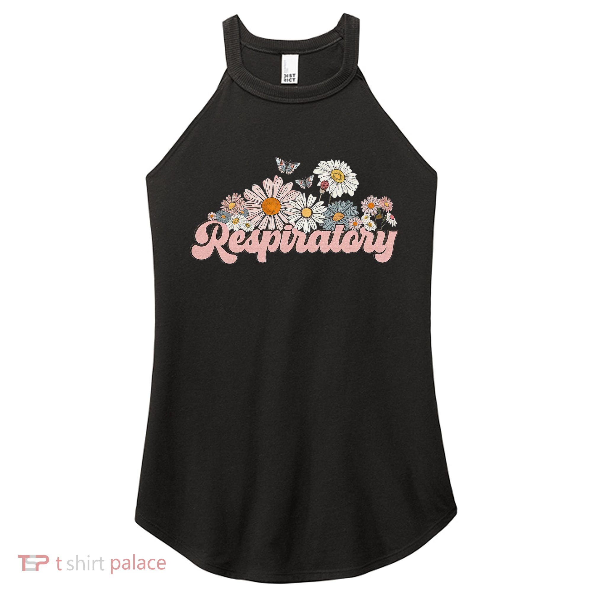 Retro Flower Butterfly Respiratory Therapy Rt Therapist Women's Perfect Tri Rocker Tank