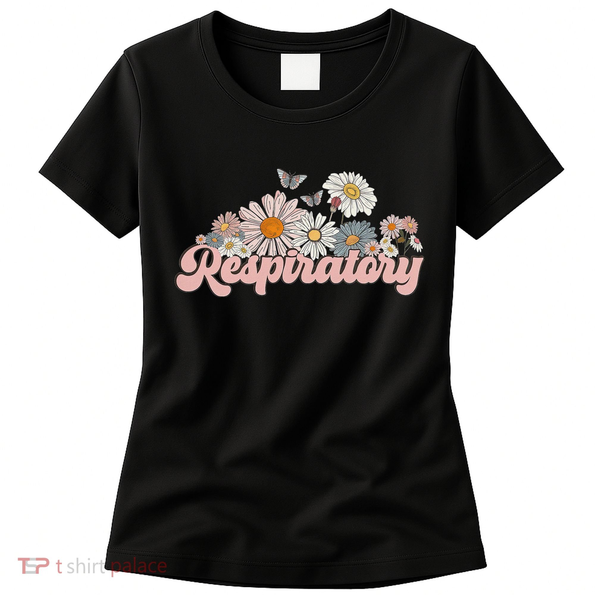 Retro Flower Butterfly Respiratory Therapy Rt Therapist Women's T-Shirt