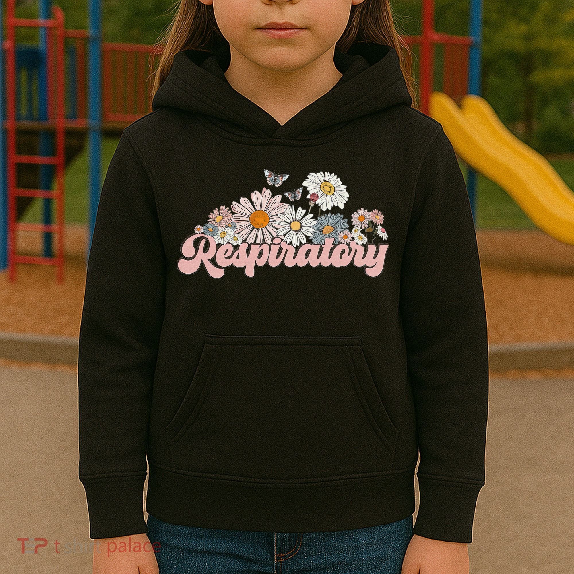 Retro Flower Butterfly Respiratory Therapy Rt Therapist Kids Hoodie