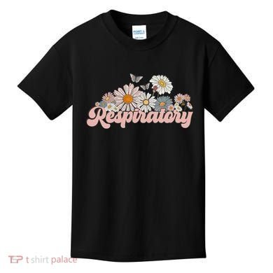 Retro Flower Butterfly Respiratory Therapy Rt Therapist Kids T-Shirt