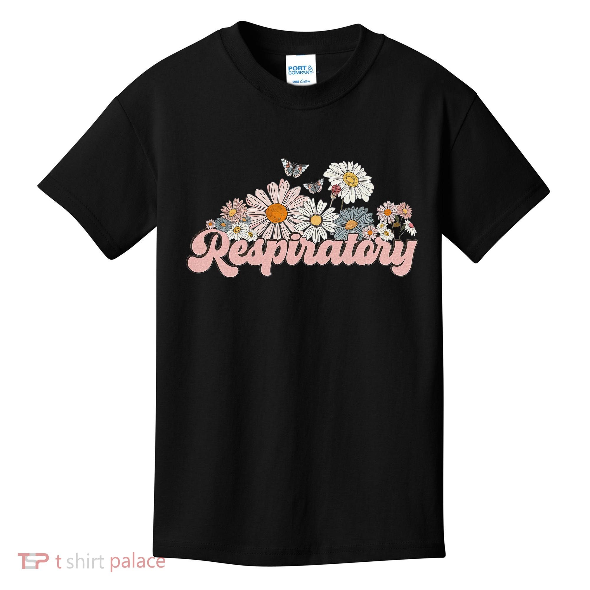 Retro Flower Butterfly Respiratory Therapy Rt Therapist Kids T-Shirt