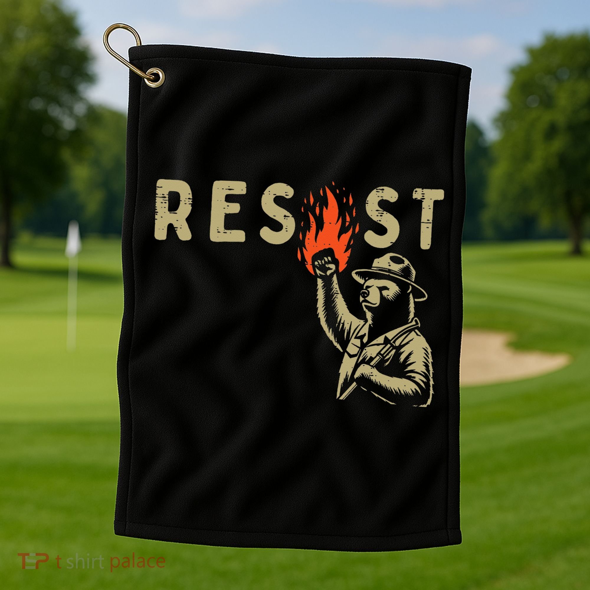 Resist Fist Bear Protest Civil Rights Equality Women Golf Towel
