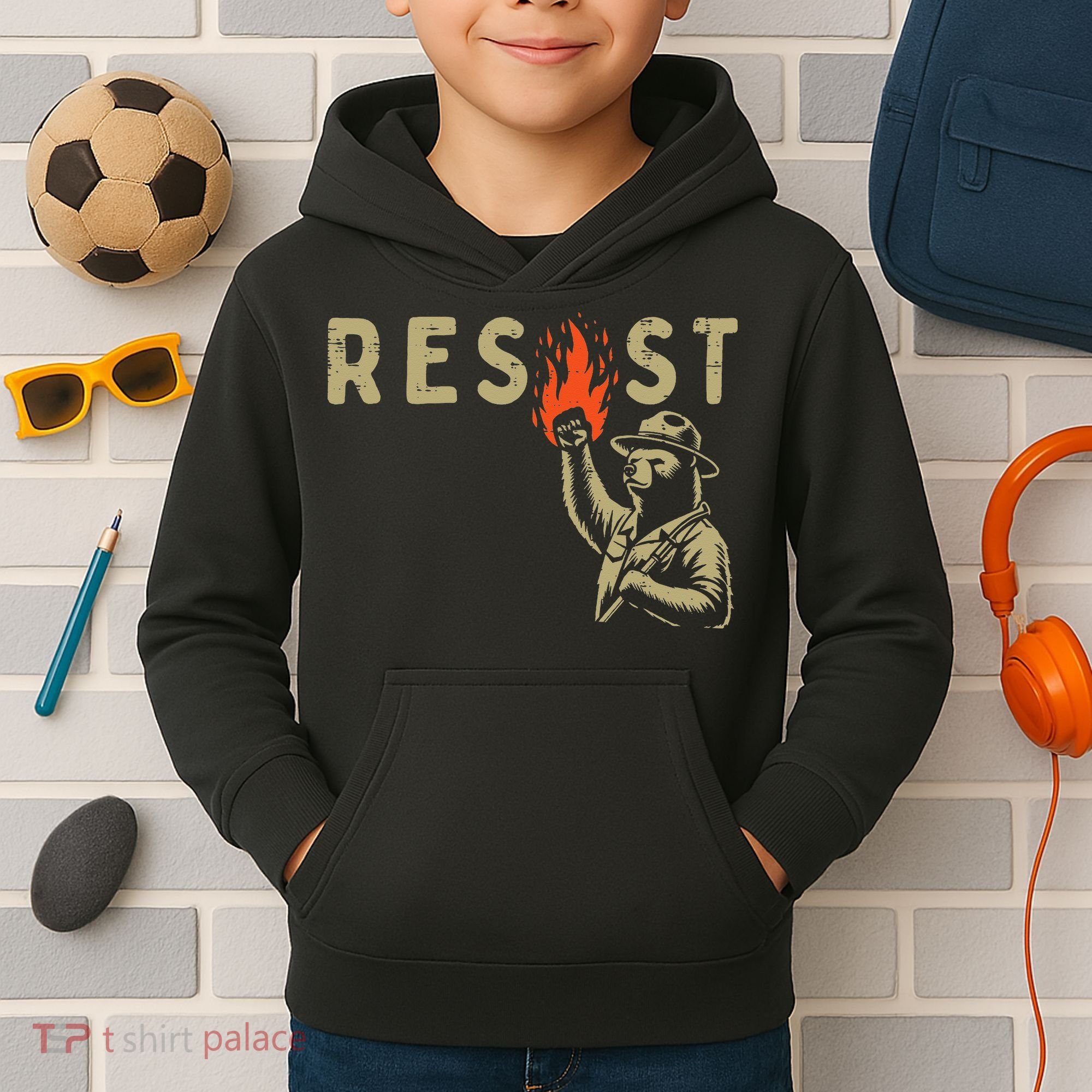 Resist Fist Bear Protest Civil Rights Equality Women Kids Hoodie