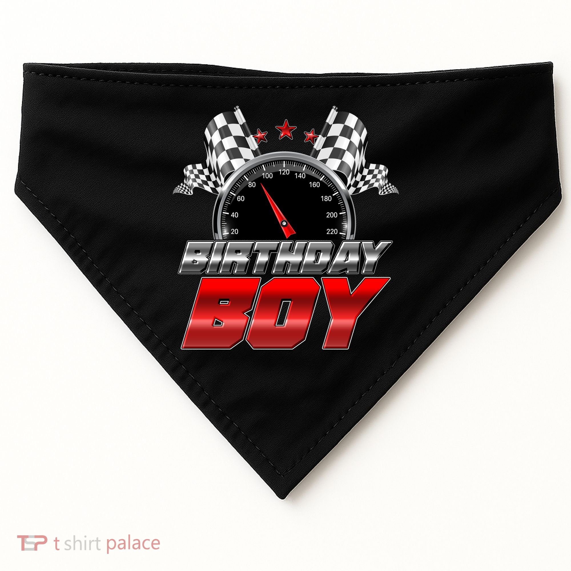 Racing Fan Birthday Boy Speedometer USA-Made Doggie Bandana