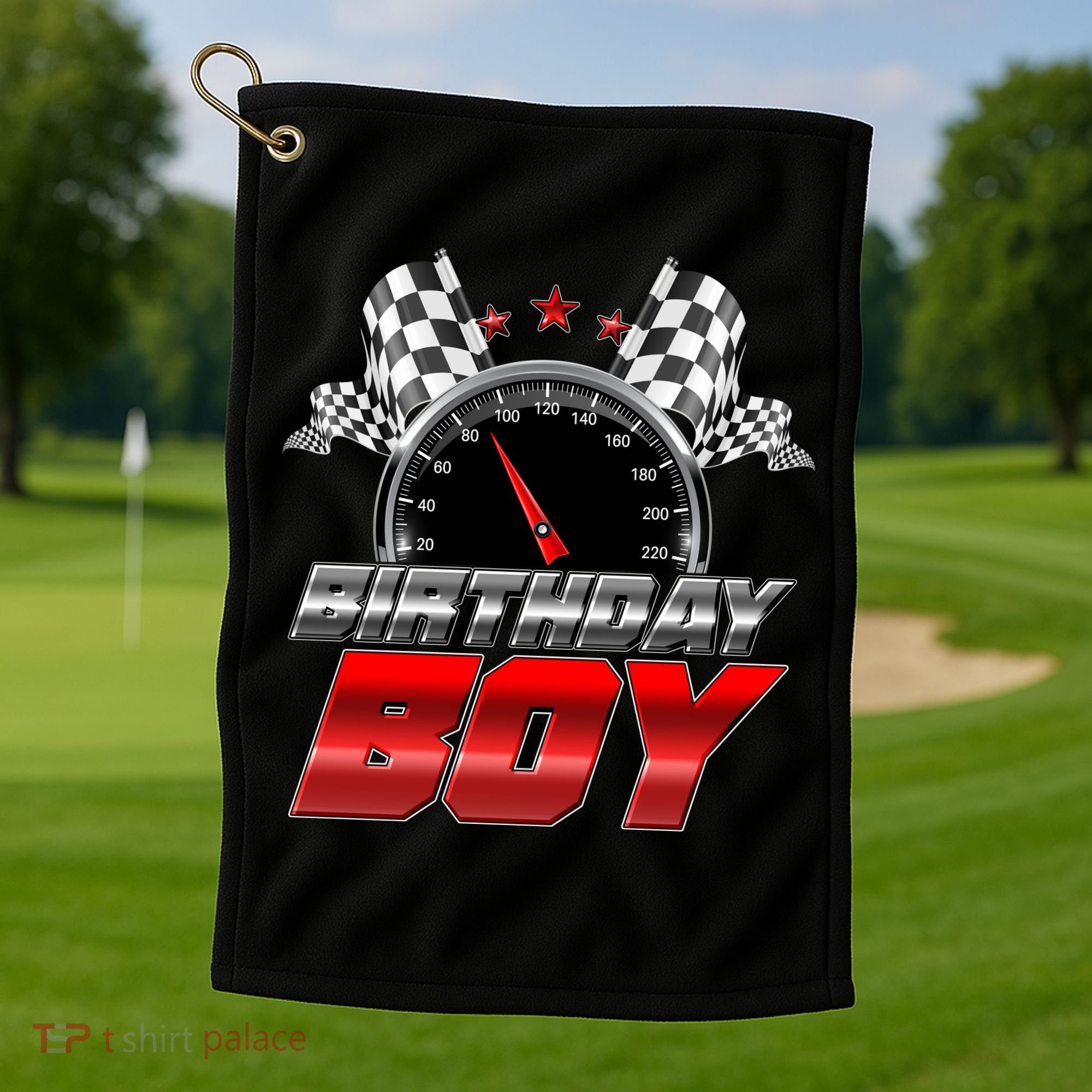 Racing Fan Birthday Boy Speedometer Golf Towel