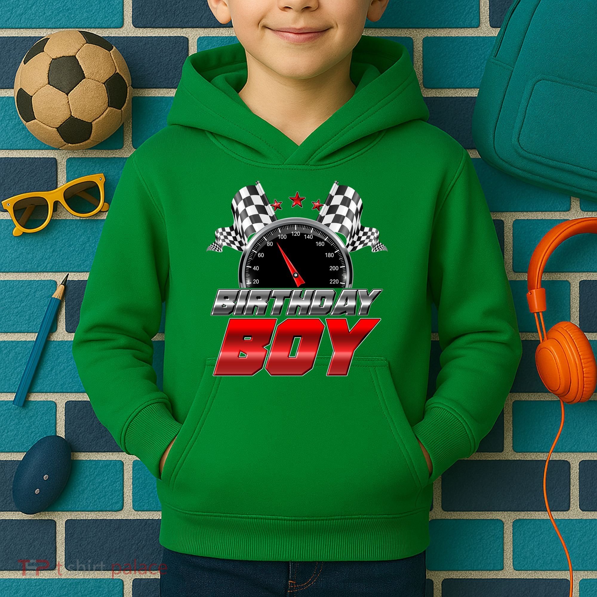 Racing Fan Birthday Boy Speedometer Kids Hoodie