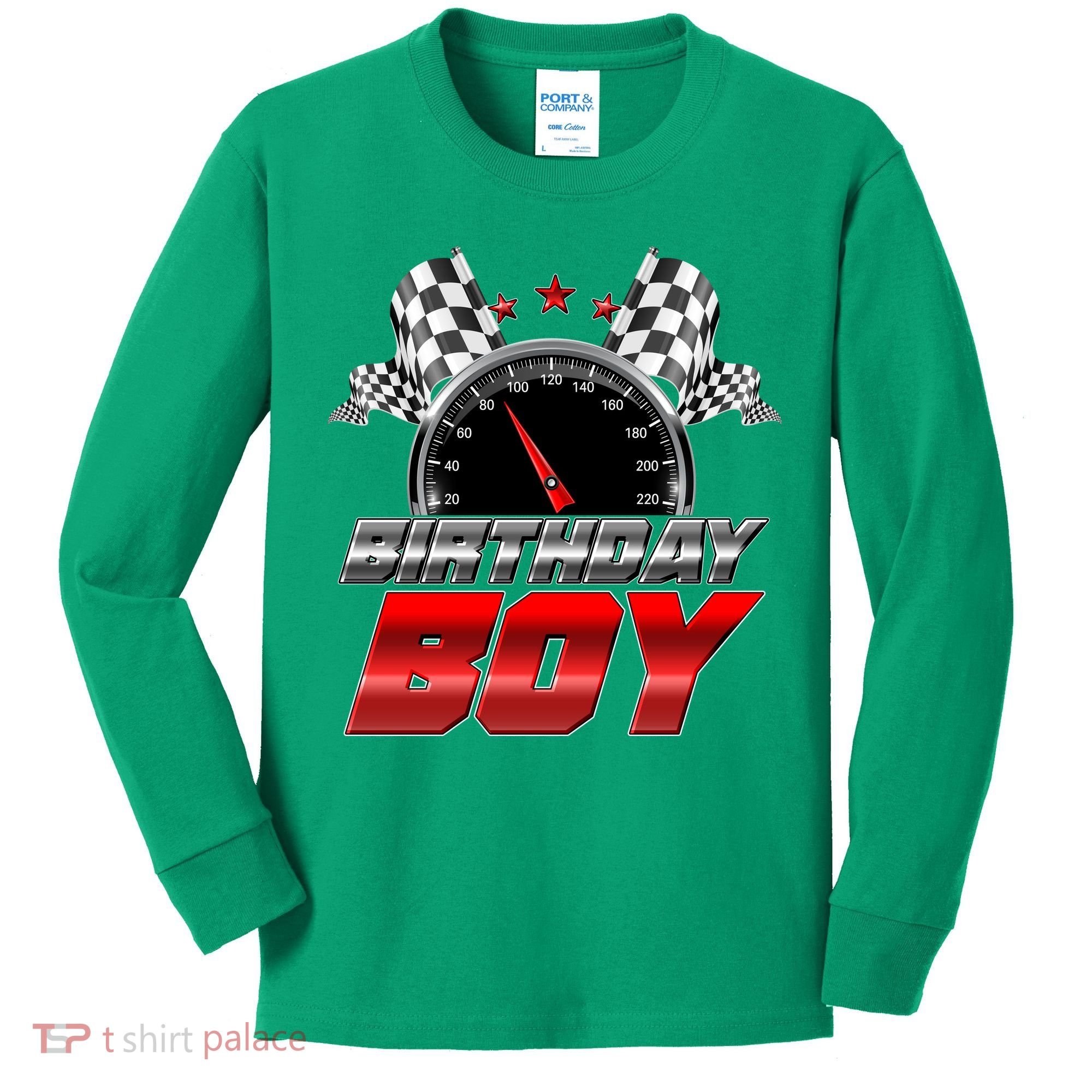 Racing Fan Birthday Boy Speedometer Kids Long Sleeve Shirt