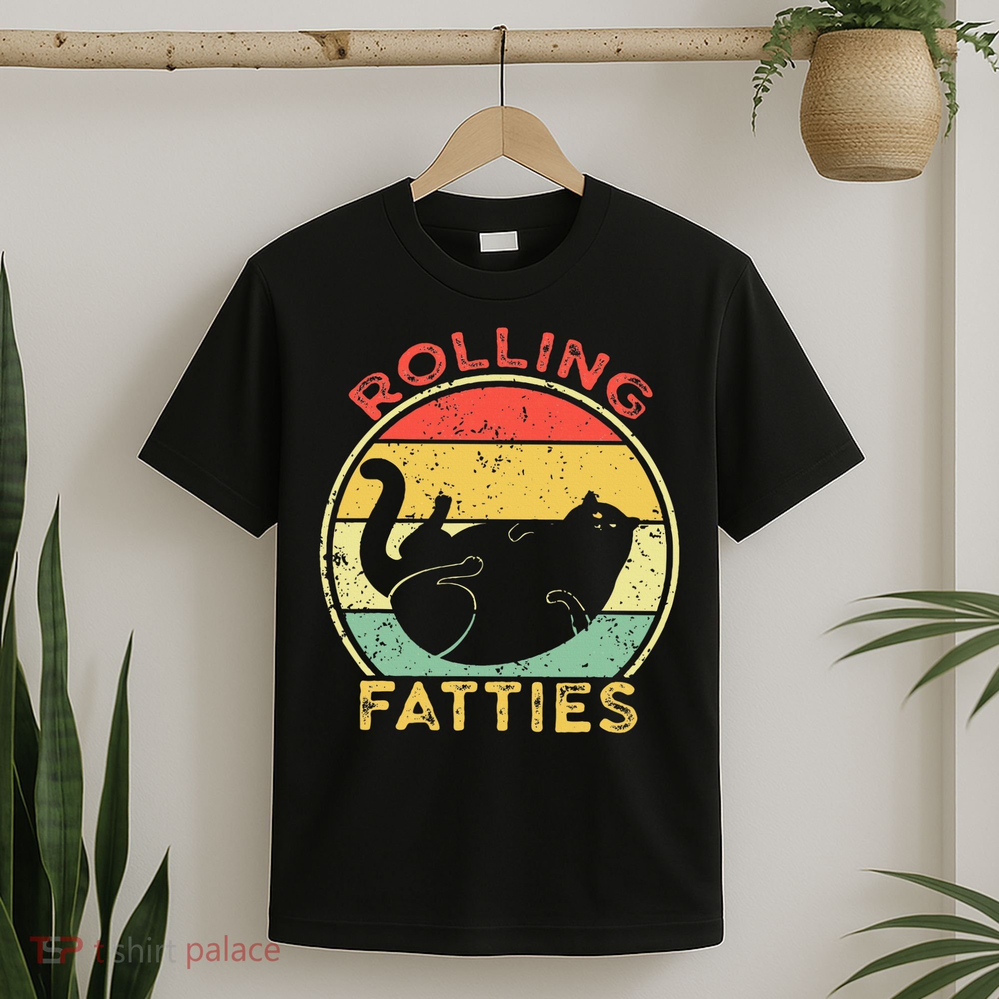 Rolling Fatties Cat Retro Vintage Funny Fat Kitten Saying T-Shirt
