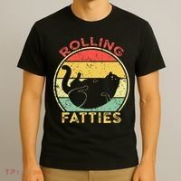 Rolling Fatties Cat Retro Vintage Funny Fat Kitten Saying T-Shirt thumb 3