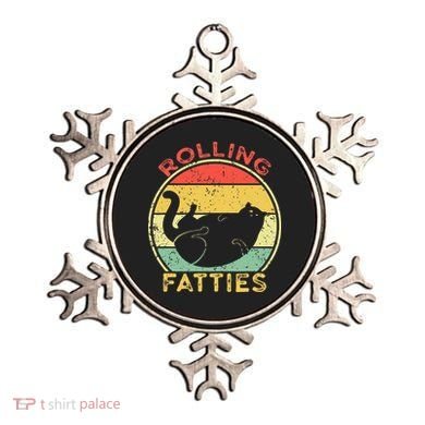 Rolling Fatties Cat Retro Vintage Funny Fat Kitten Saying Ornament
