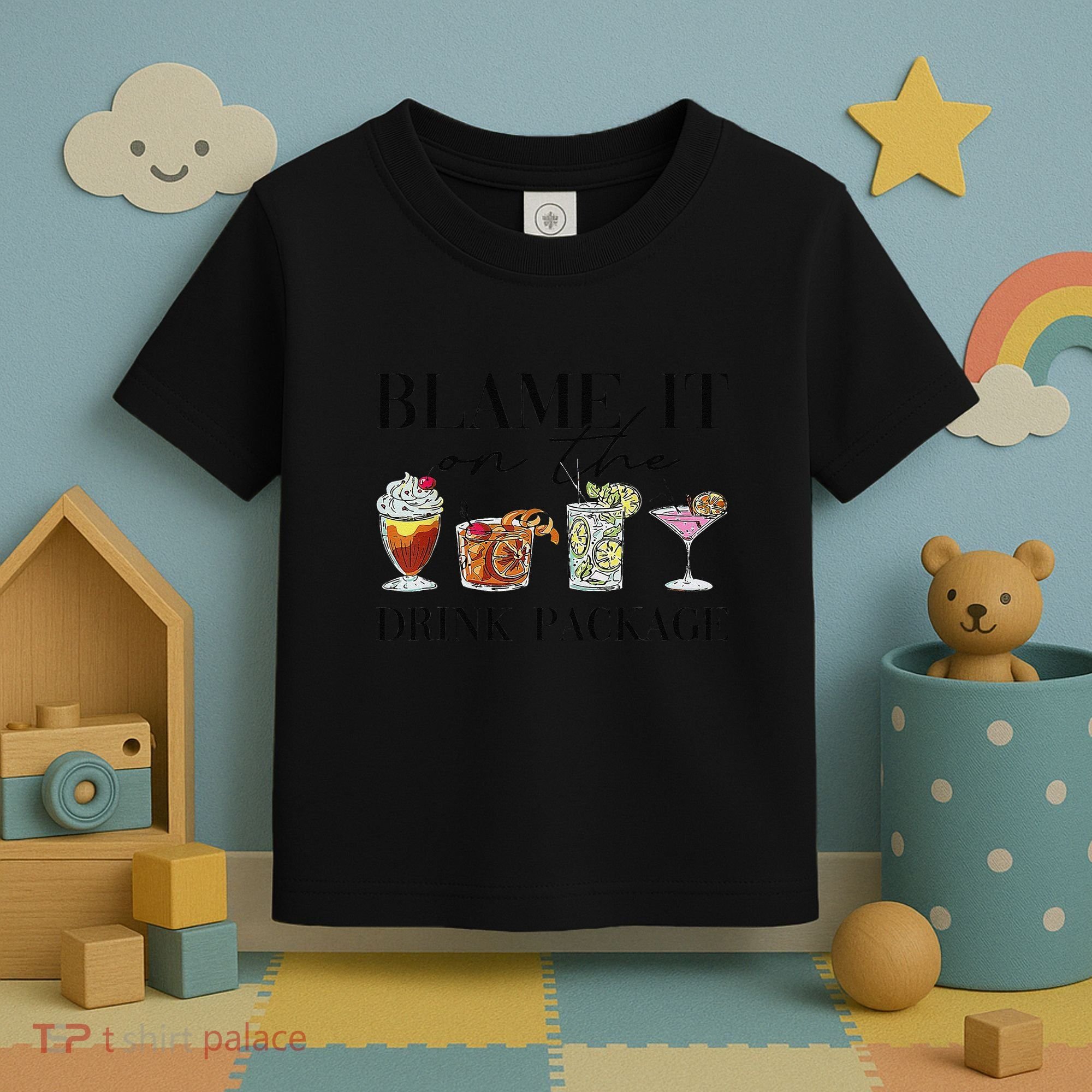 Retro Funny Cruise Blame It On The Drink Package Party Toddler T-Shirt