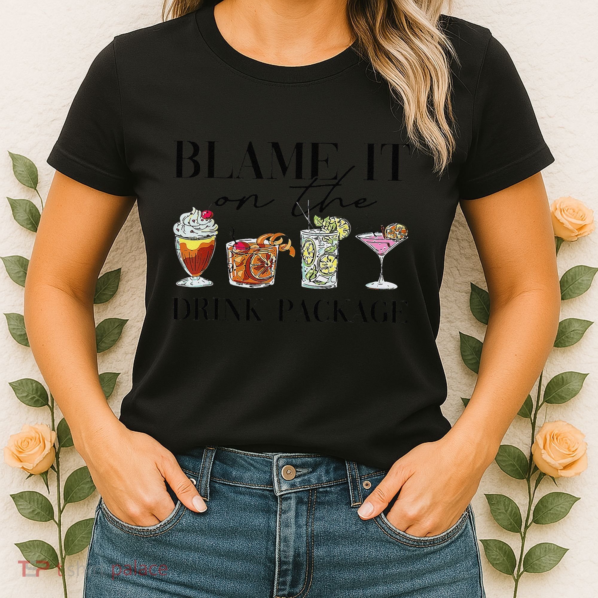 Retro Funny Cruise Blame It On The Drink Package Party Women's T-Shirt
