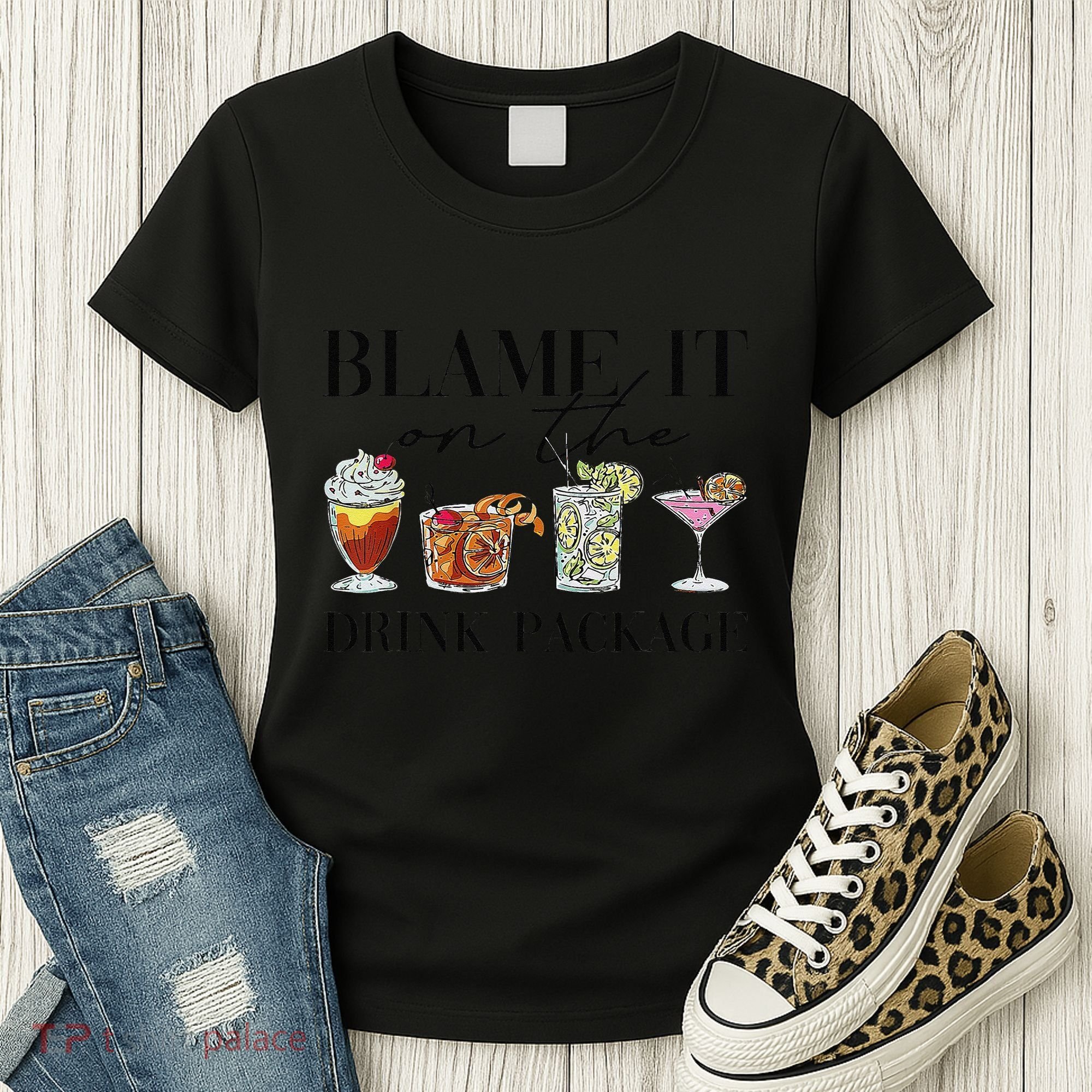 Retro Funny Cruise Blame It On The Drink Package Party Women's T-Shirt