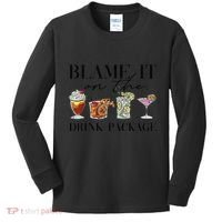 Retro Funny Cruise Blame It On The Drink Package Party Kids Long Sleeve Shirt thumb 0