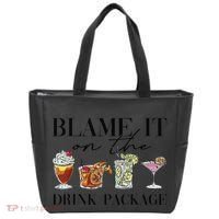 Retro Funny Cruise Blame It On The Drink Package Party Tote Bag thumb 0