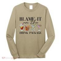 Retro Funny Cruise Blame It On The Drink Package Party Long Sleeve Shirt thumb 0