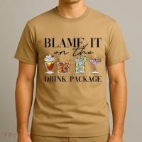 Retro Funny Cruise Blame It On The Drink Package Party T-Shirt thumb 3