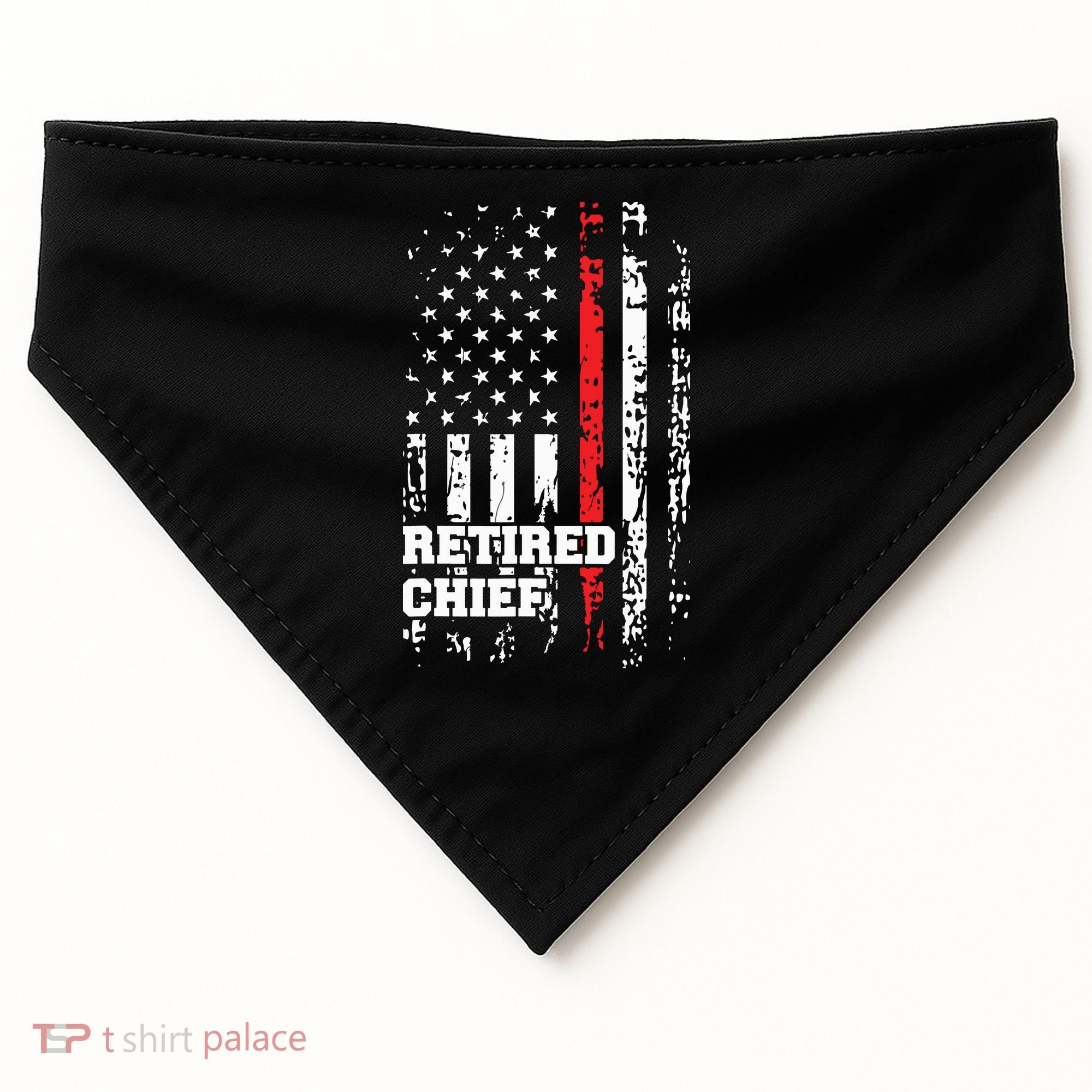 Retired Fire Chief Shirts Firefighter Rank Retirement Gift USA-Made Doggie Bandana
