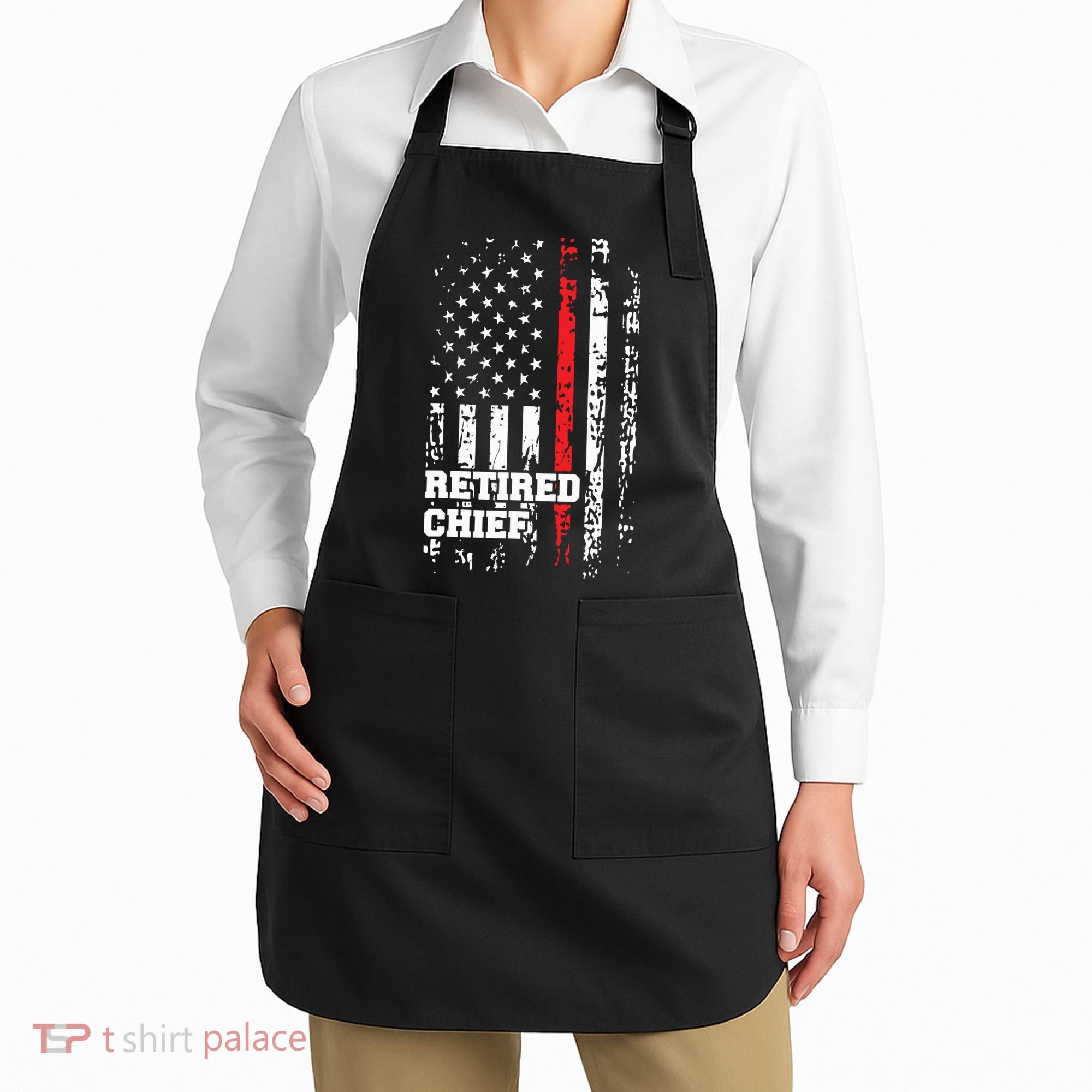 Retired Fire Chief Shirts Firefighter Rank Retirement Gift Apron