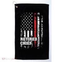 Retired Fire Chief Shirts Firefighter Rank Retirement Gift Golf Towel thumb 0