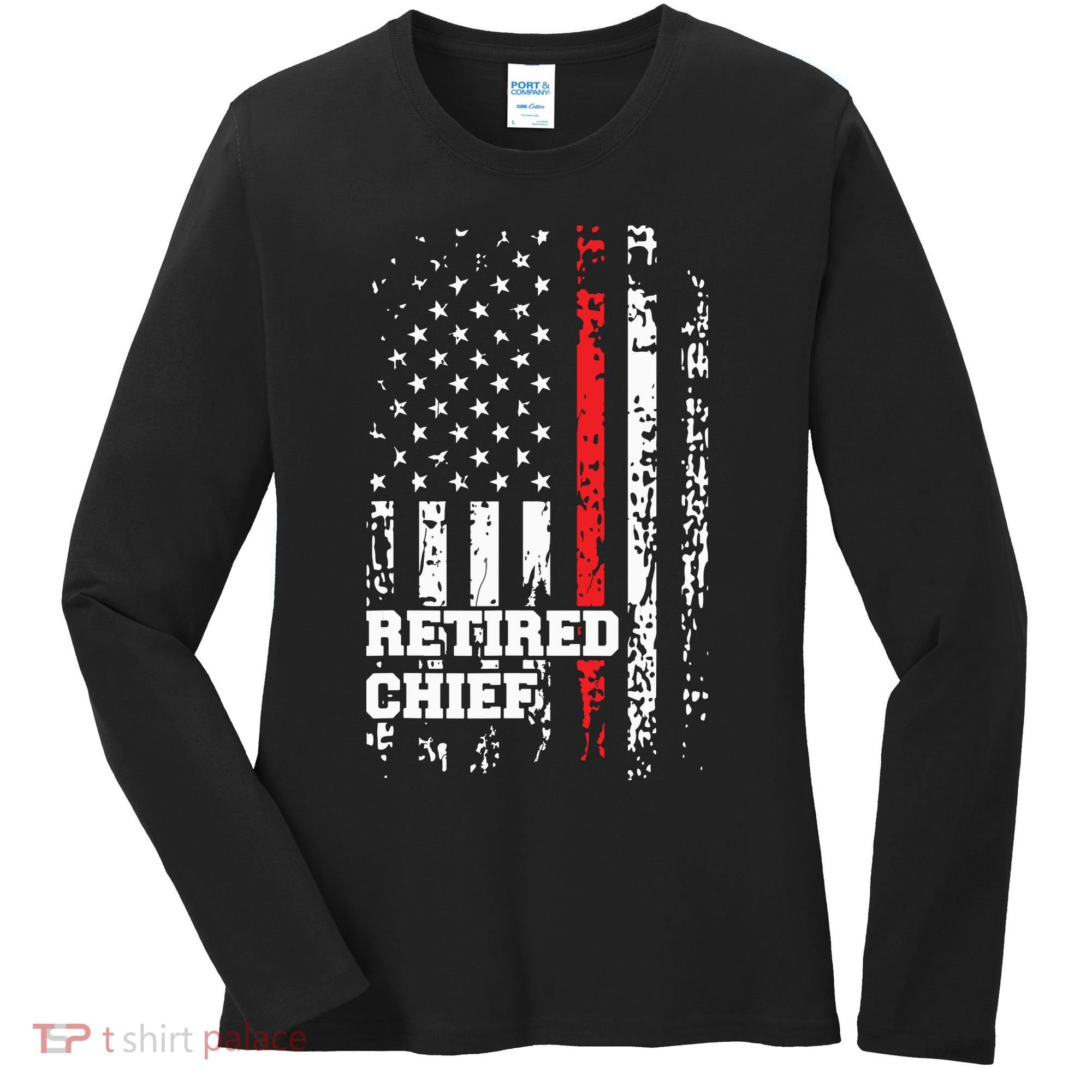 Retired Fire Chief Shirts Firefighter Rank Retirement Gift Women's Long Sleeve Shirt