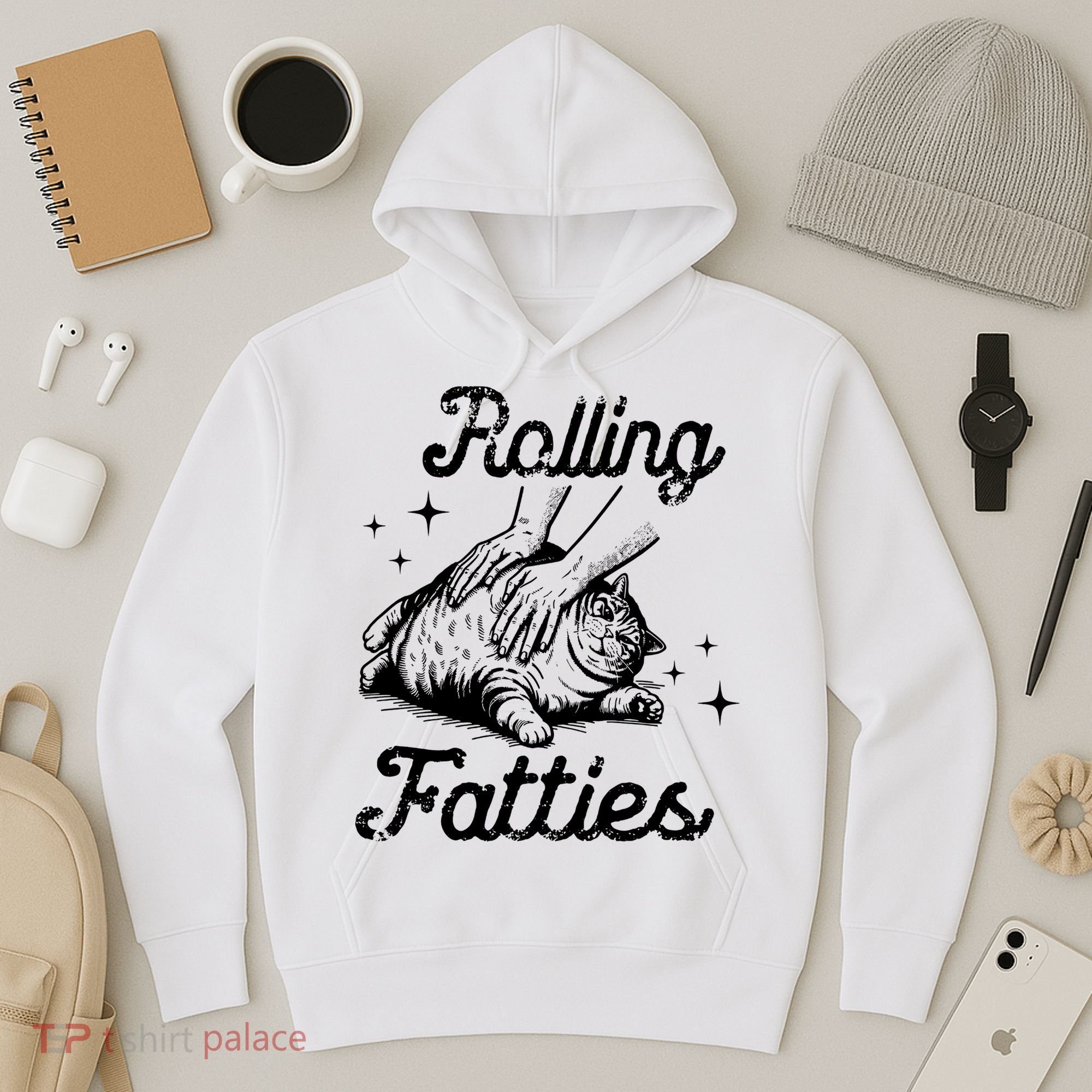 Rolling Fatties Cat Funny Hoodie