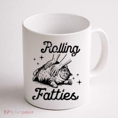 Rolling Fatties Cat Funny Coffee Mug back