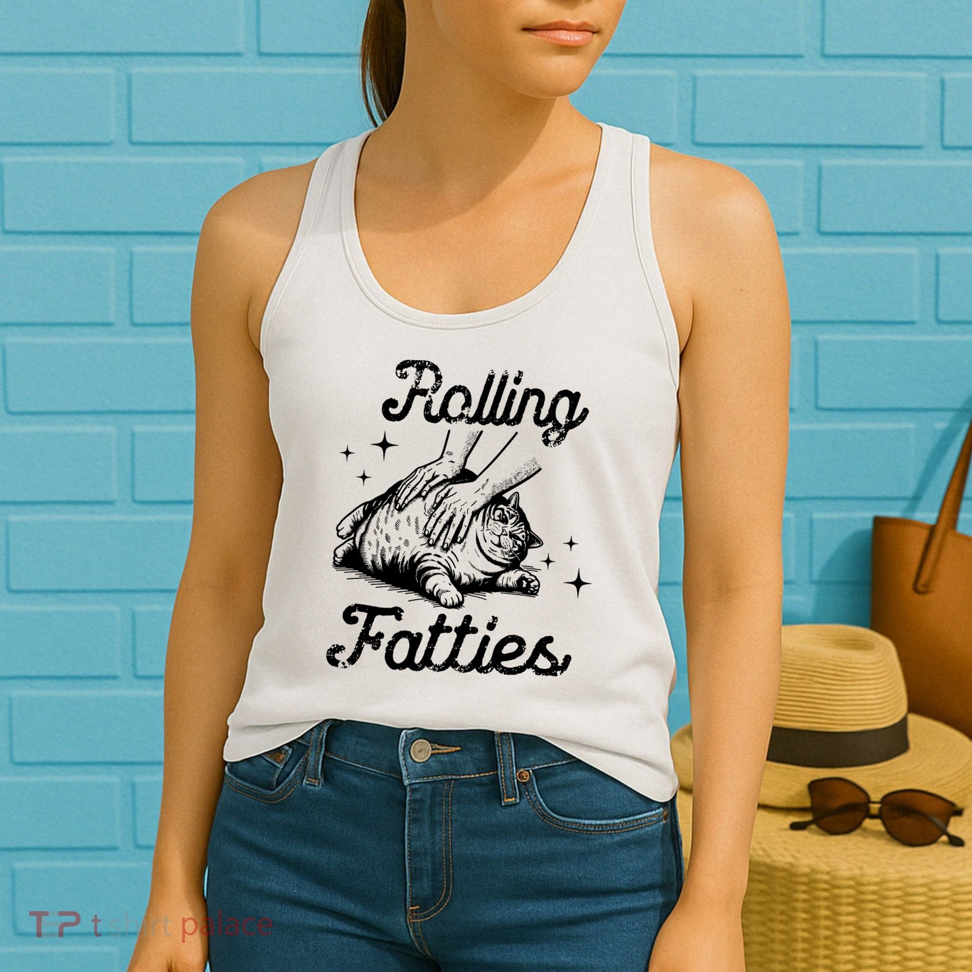 Rolling Fatties Cat Funny Women's Tank Top