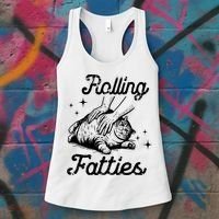 Rolling Fatties Cat Funny Women's Tank Top thumb 3