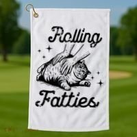 Rolling Fatties Cat Funny Golf Towel thumb 1