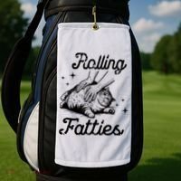 Rolling Fatties Cat Funny Golf Towel thumb 2