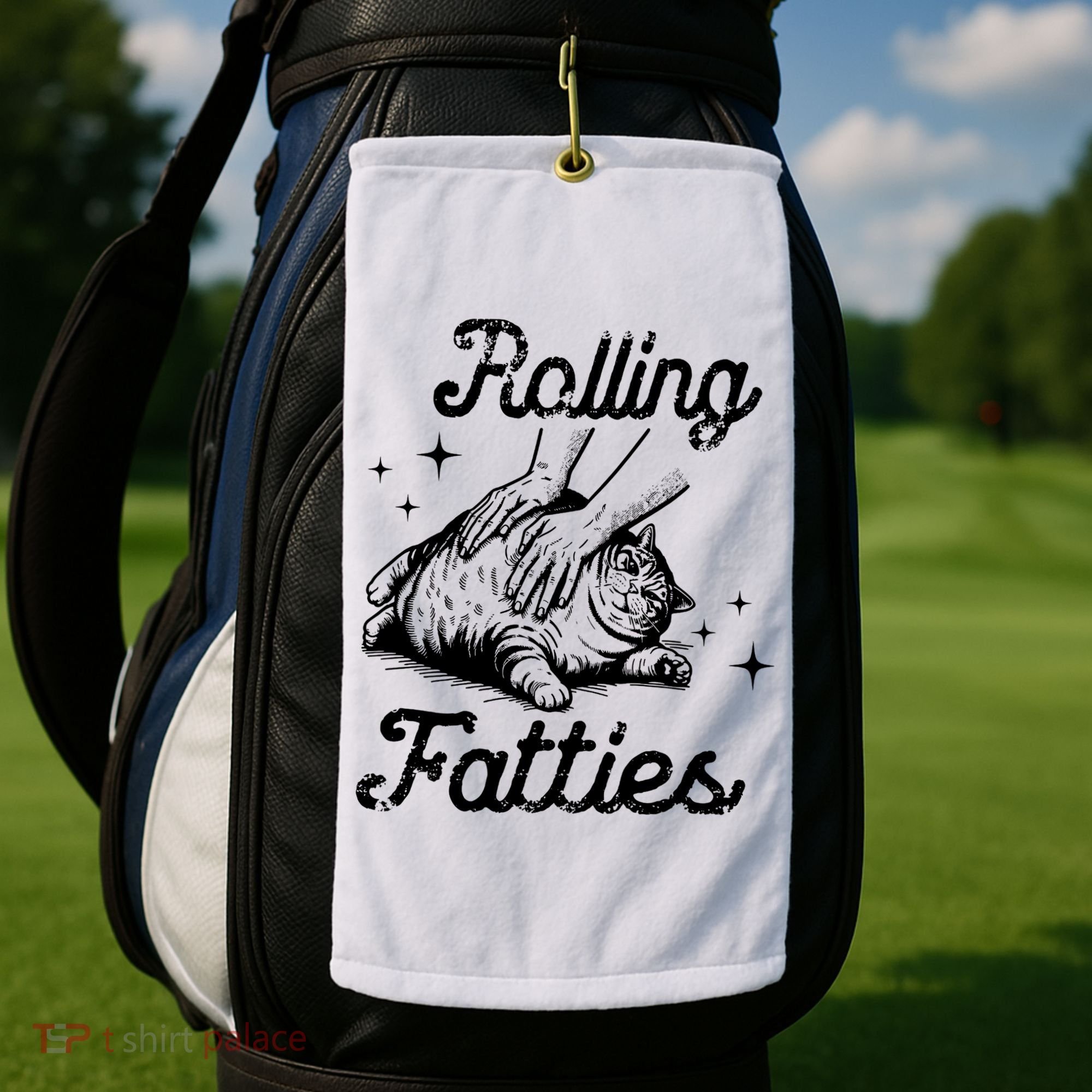 Rolling Fatties Cat Funny Golf Towel