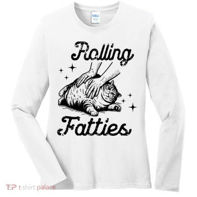 Rolling Fatties Cat Funny Women's Long Sleeve Shirt