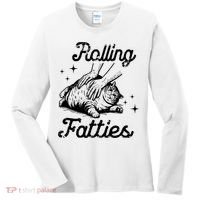 Rolling Fatties Cat Funny Women's Long Sleeve Shirt thumb 0