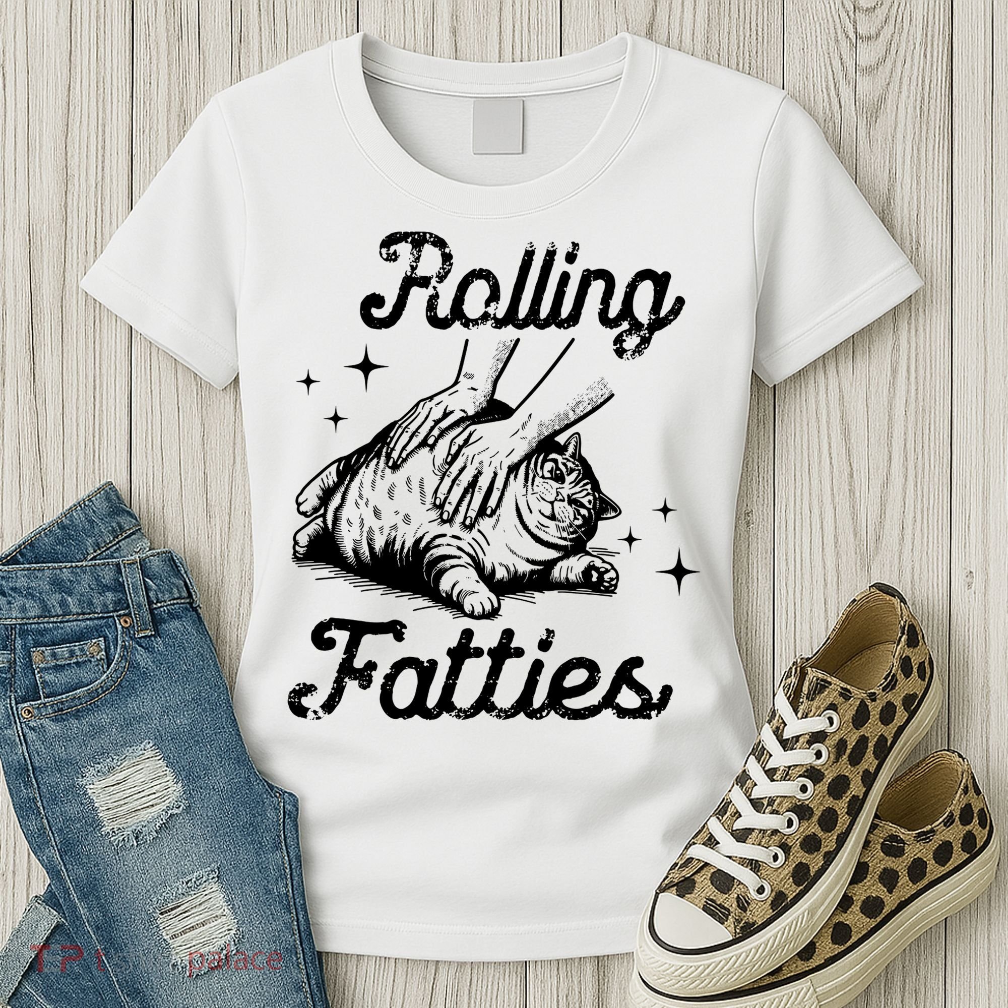 Rolling Fatties Cat Funny Women's T-Shirt