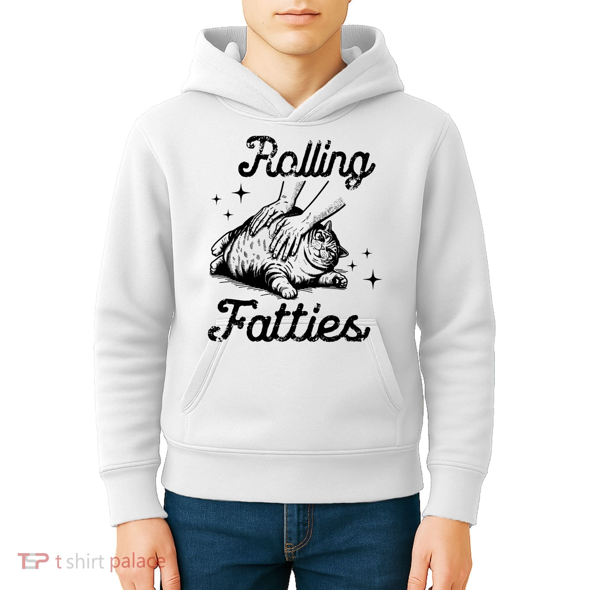 Rolling Fatties Cat Funny Kids Hoodie