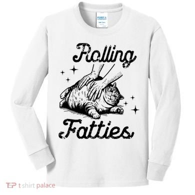 Rolling Fatties Cat Funny Kids Long Sleeve Shirt