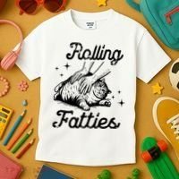 Rolling Fatties Cat Funny Kids T-Shirt thumb 3