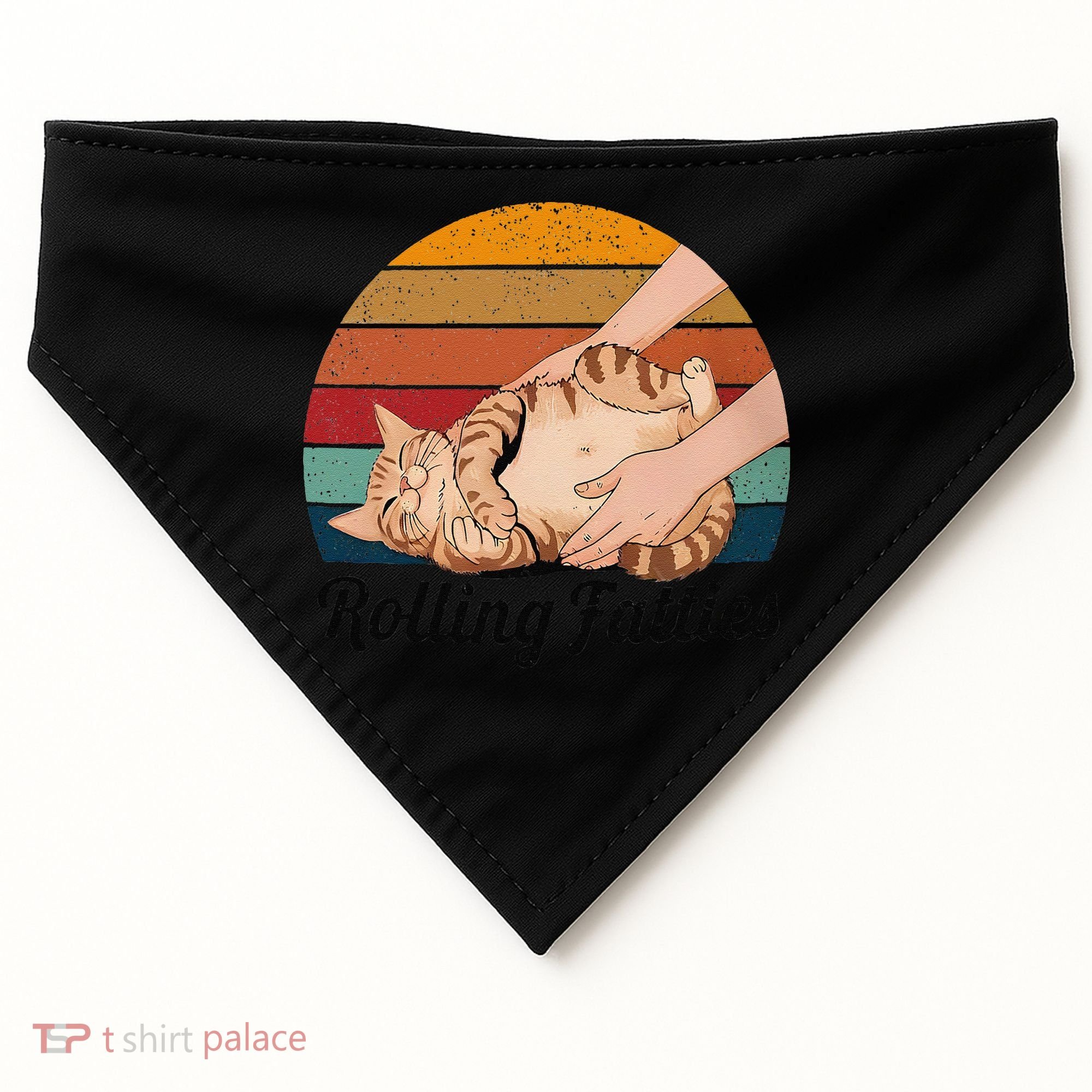 Rolling Fatties Cat Lover Humor Pet Cat Kitten Owner USA-Made Doggie Bandana