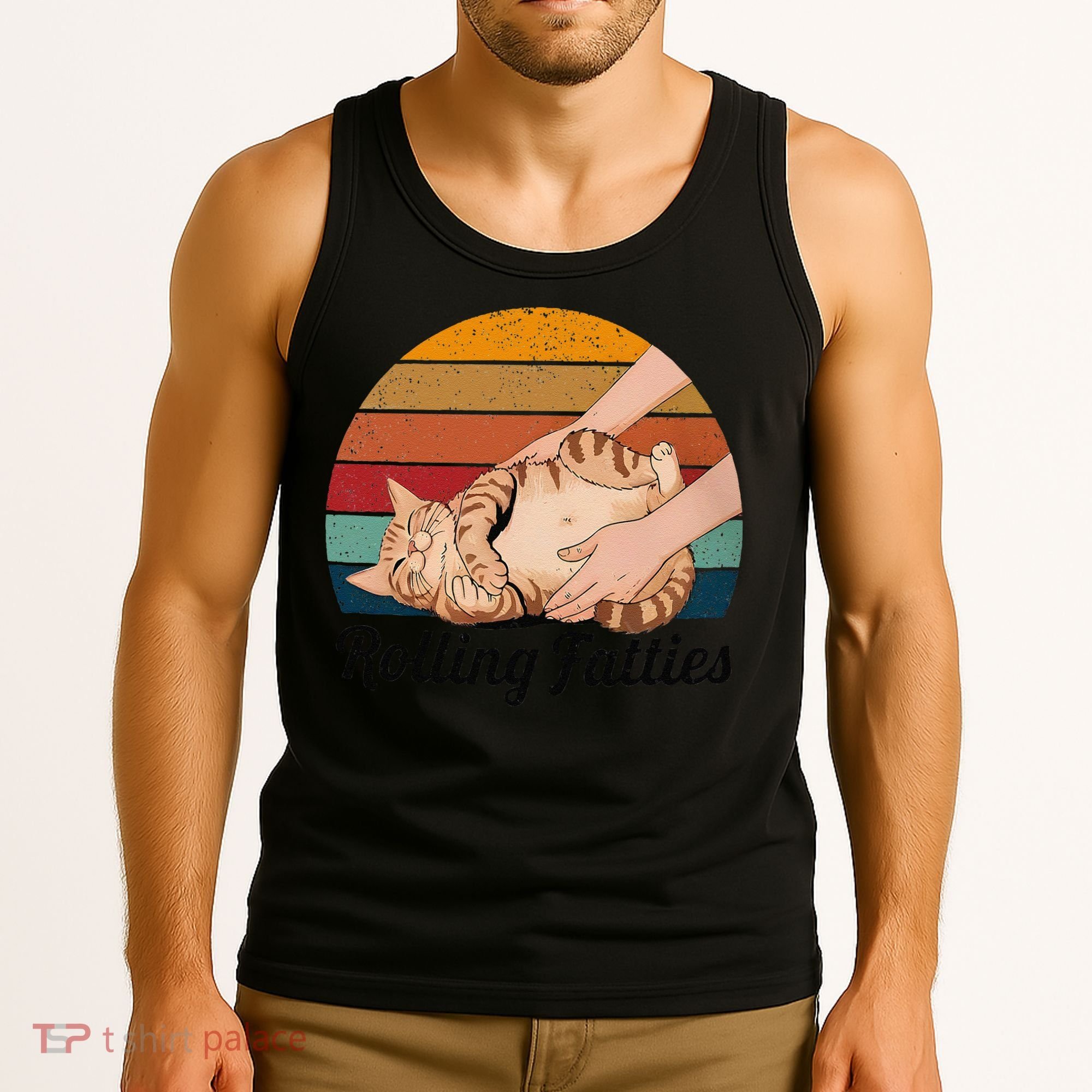 Rolling Fatties Cat Lover Humor Pet Cat Kitten Owner Tank Top