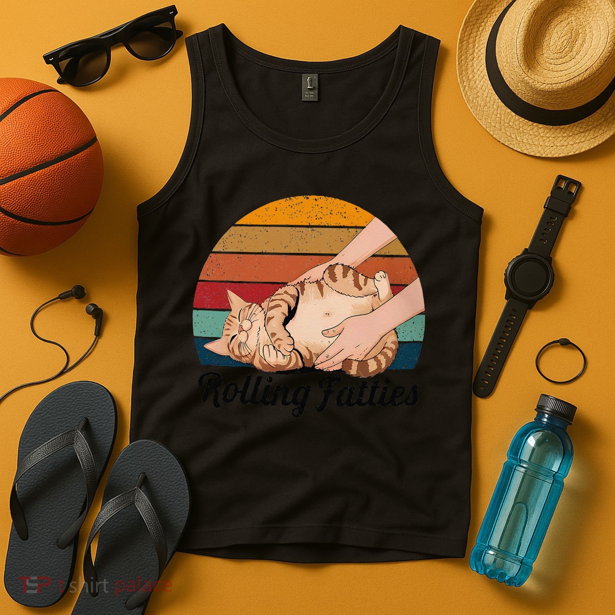 Rolling Fatties Cat Lover Humor Pet Cat Kitten Owner Tank Top