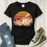 Rolling Fatties Cat Lover Humor Pet Cat Kitten Owner Women's T-Shirt thumb 3
