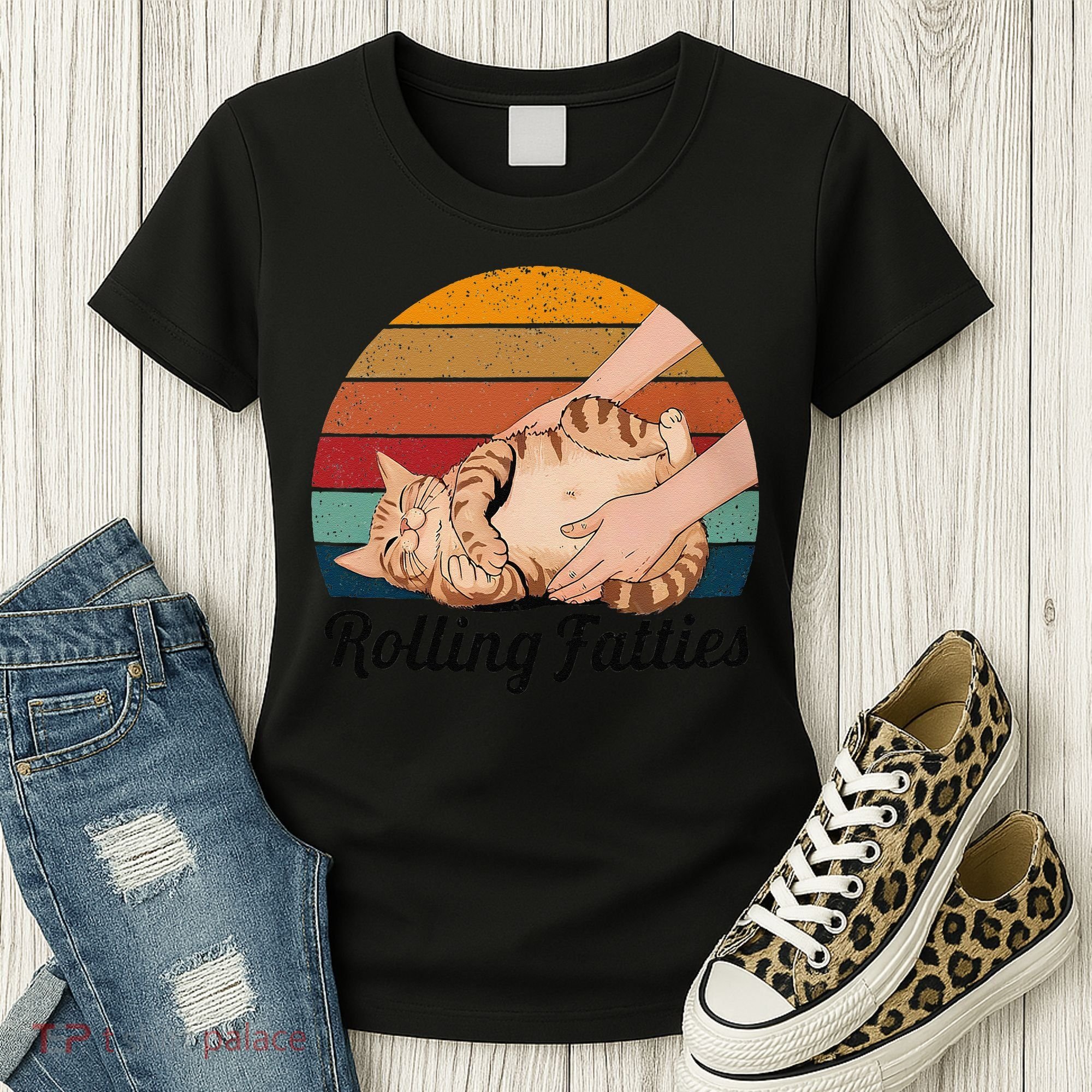 Rolling Fatties Cat Lover Humor Pet Cat Kitten Owner Women's T-Shirt