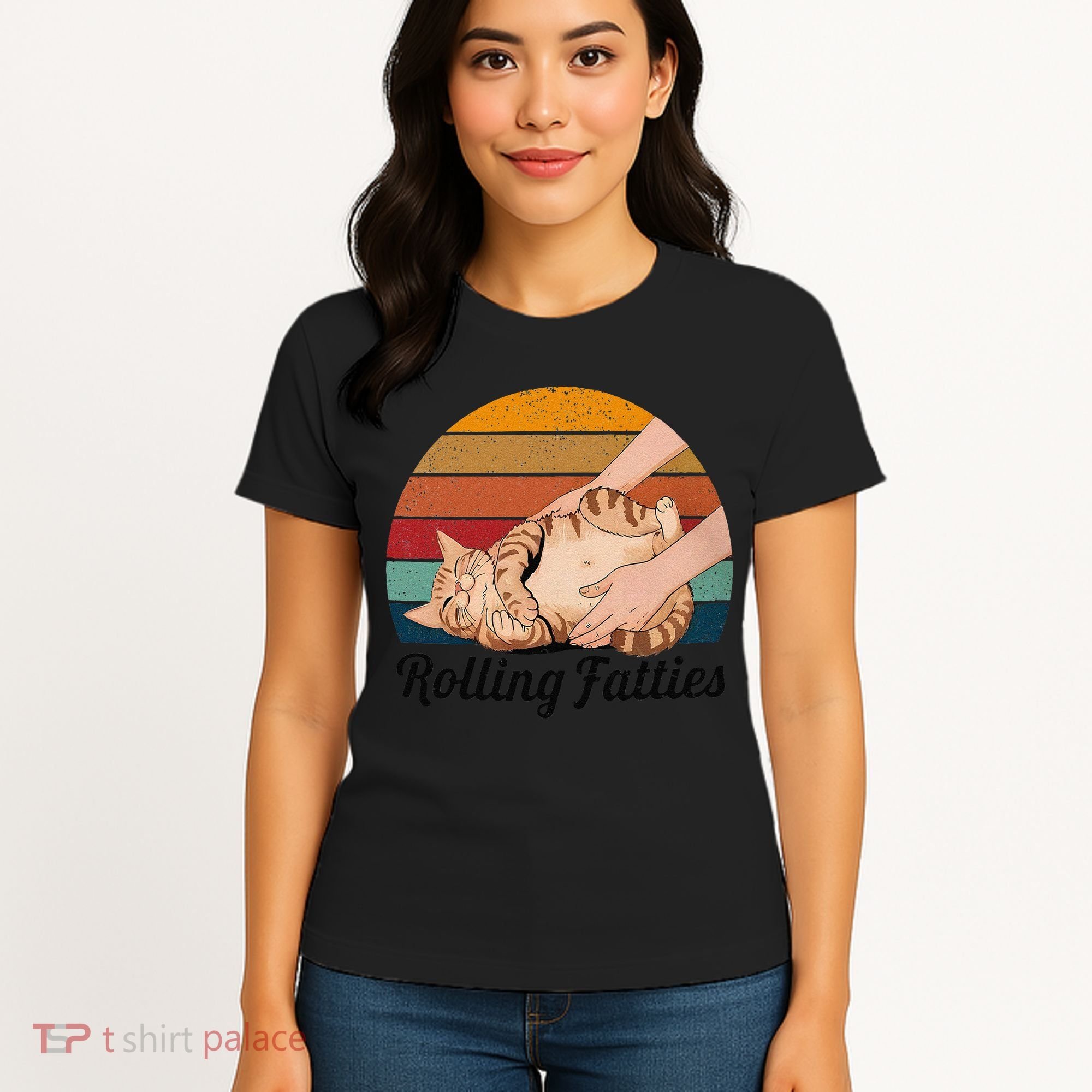 Rolling Fatties Cat Lover Humor Pet Cat Kitten Owner Women's T-Shirt