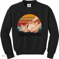 Rolling Fatties Cat Lover Humor Pet Cat Kitten Owner Kids Sweatshirt thumb 0